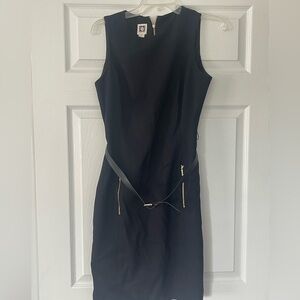 Anne Klein Black Sheath Mini Dress Sleeveless Crew Neck